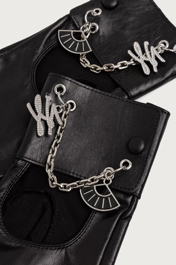 Митенки женские кожаные Karl Lagerfeld цвет черный
