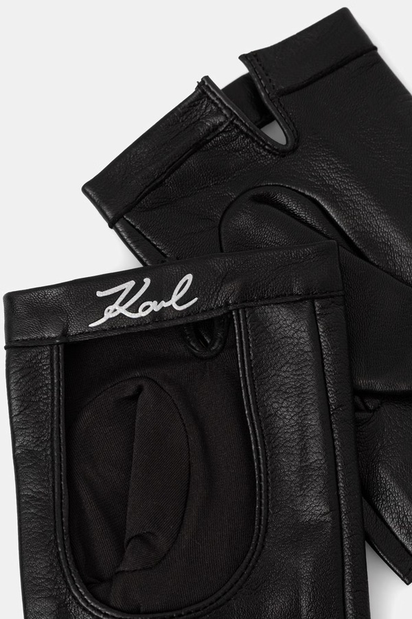 Автомобільні рукавиці жіночі шкіряні Karl Lagerfeld K/SIGNATURE колір чорний