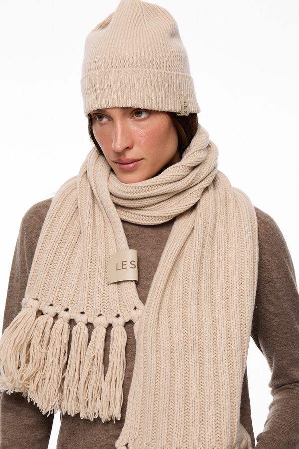 LE SH KA шарф жіночий з додаванням кашеміру LE SH KA headwear Beige Cashnere Scarf колір бежевий фото 3