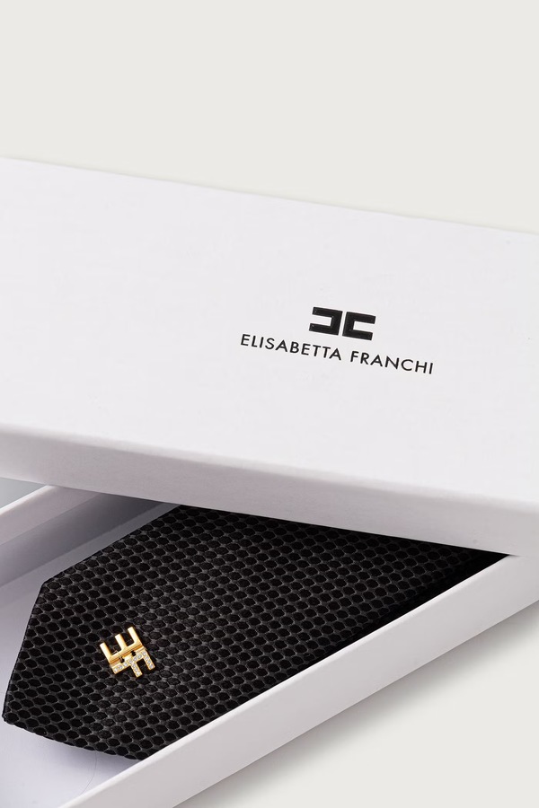 Краватка жіноча шовкова Elisabetta Franchi колір чорний фото 3