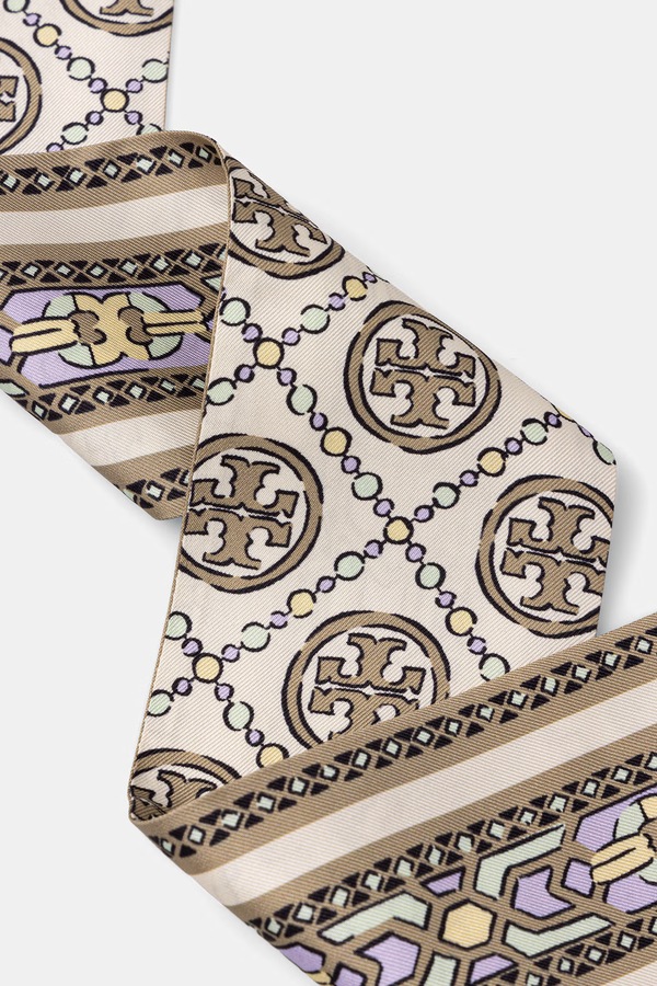 Хустка на шию жіноча шовкова Tory Burch Ribbon колір бежевий