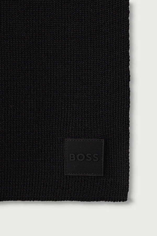 Шарф чоловічий з вовною BOSS Orange Foxon_Scarf колір чорний фото 3