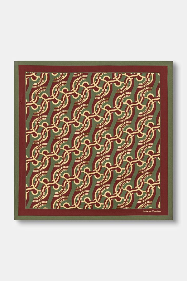 Хустка на шию чоловіча шовкова Drôle de Monsieur Chain Link Monogram колір зелений