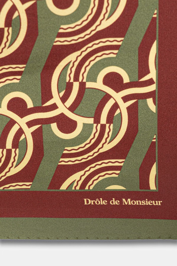 Платок на шею мужская шелковая Drôle de Monsieur Chain Link Monogram цвет зеленый