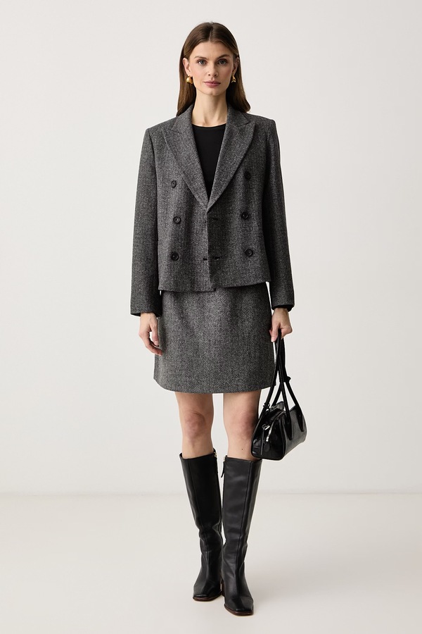 Спідниця з вовною Weekend Max Mara WKDFARNESE колір сірий фото 2