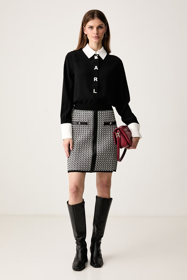 Спідниця з бавовною Karl Lagerfeld колір чорний