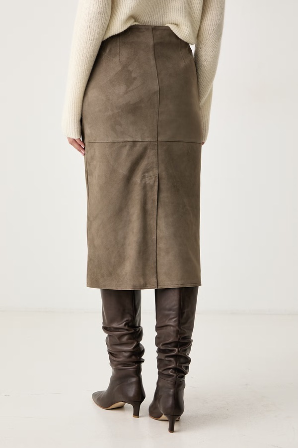 Спідниця замшева Weekend Max Mara WKDPALMI колір зелений фото 3