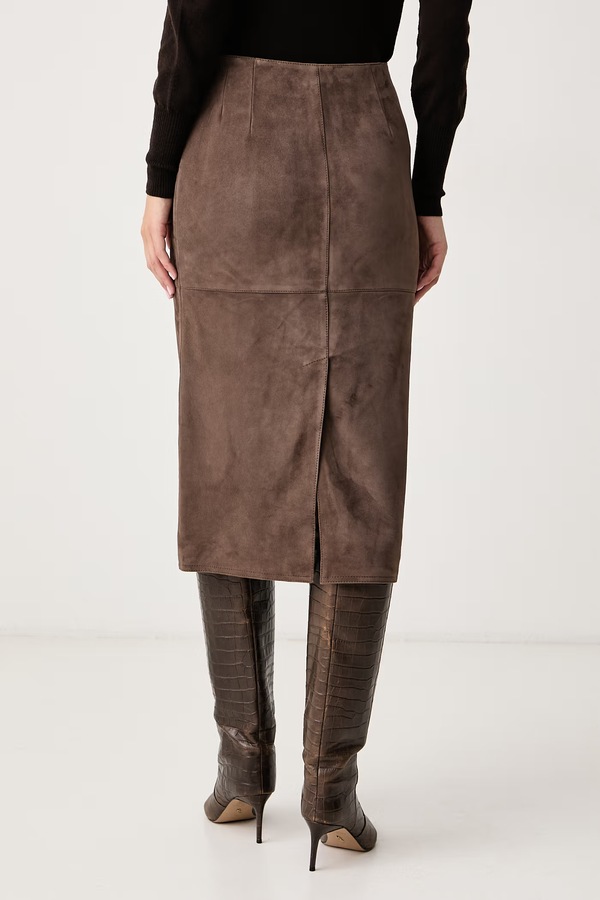 Спідниця замшева Weekend Max Mara WKDPALMI колір коричневий фото 3