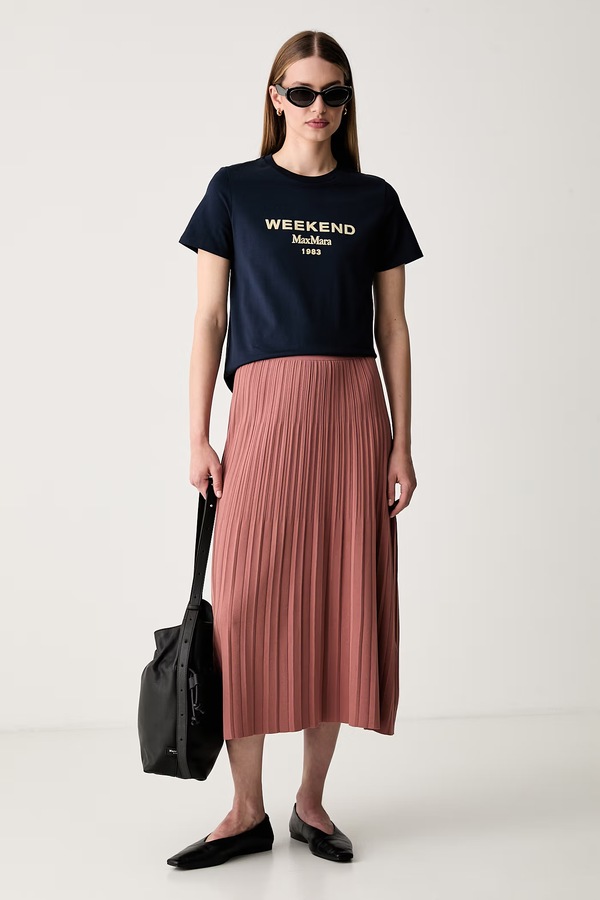 Плісирована спідниця з віскозою Weekend Max Mara WKDGHIGLIA колір рожевий