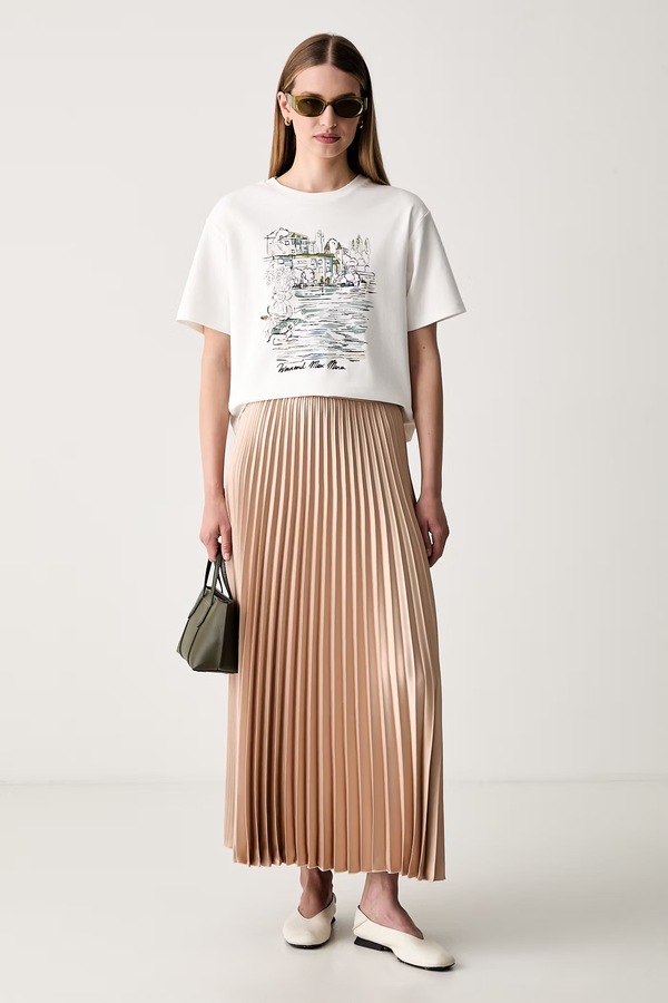 Плісирована спідниця Weekend Max Mara WKDNICCHIA колір бежевий