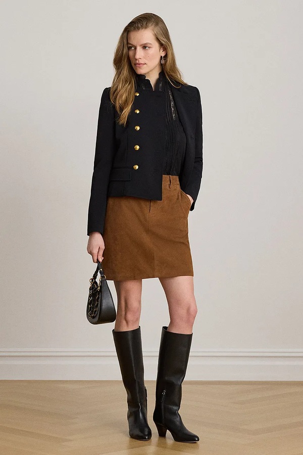Спідниця-олівець замшева Lauren Ralph Lauren колір коричневий фото 2