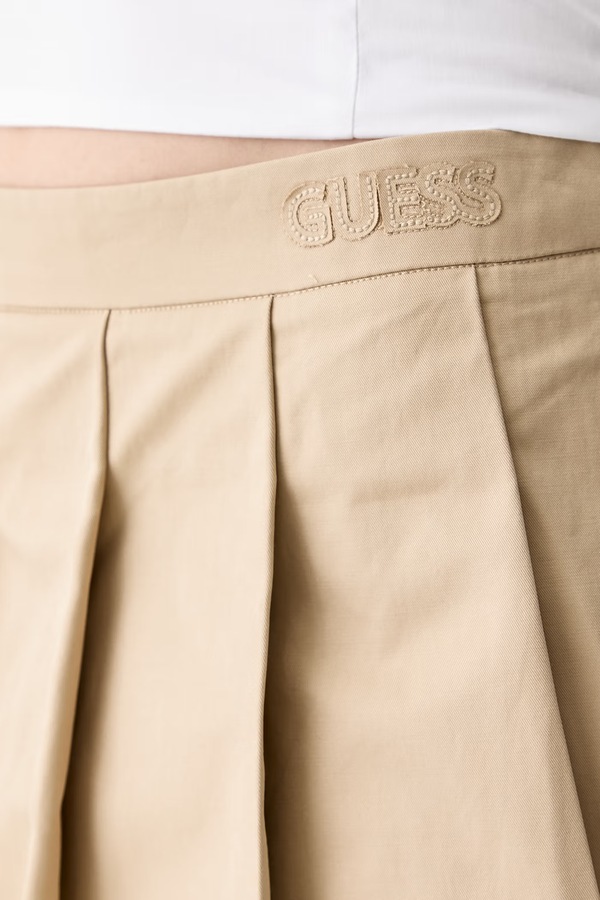 Плісирована спідниця з бавовною Guess JULIANE колір бежевий фото 4