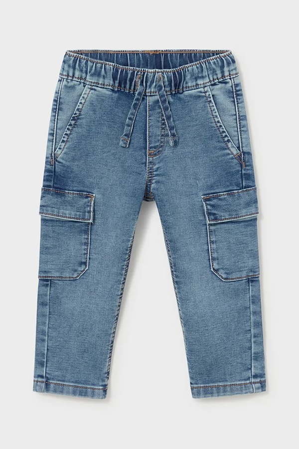 Джинси для немовлят Mayoral soft denim cargo колір блакитний