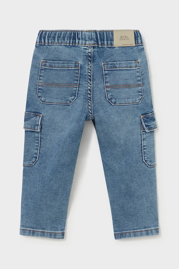 Джинси для немовлят Mayoral soft denim cargo колір блакитний фото 2