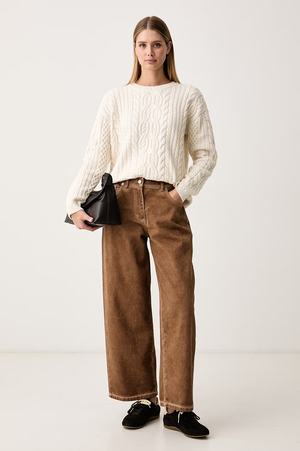 Джинси wide leg жіночі Haveone колір коричневий фото 2