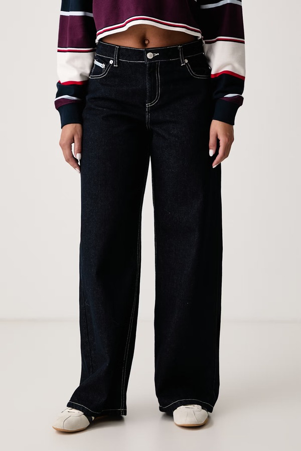 Джинси wide leg жіночі Juicy Couture DOG CREST WIDE LEG колір темно-синій