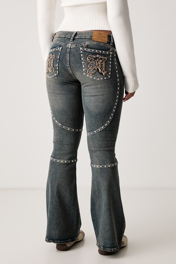 Джинси flare жіночі Juicy Couture STUD JUICY MOTO FLARE JEAN колір блакитний фото 3