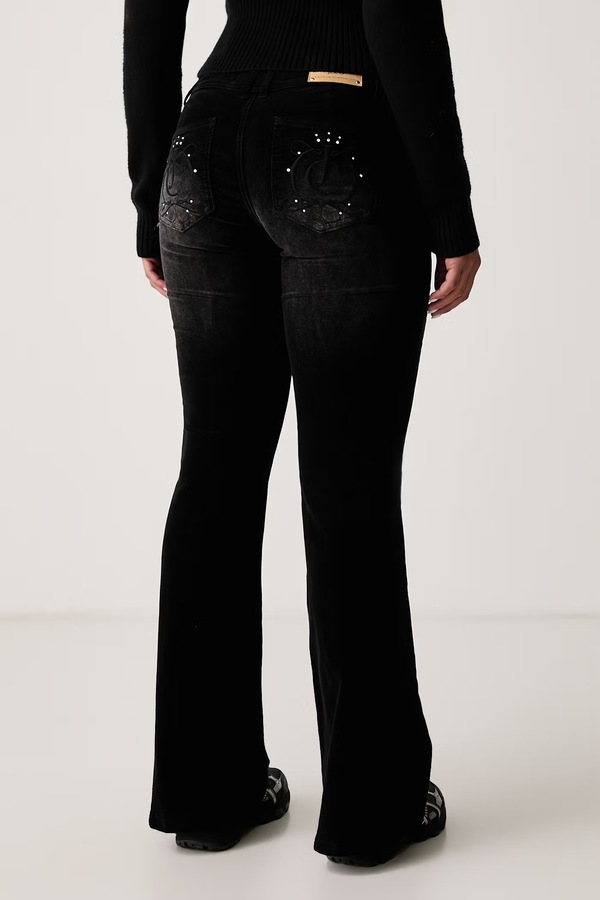 Джинси flare жіночі Juicy Couture CREST VELOUR DENIM LOW RISE FLARE колір чорний фото 3