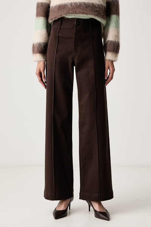 Джинси wide leg жіночі DKNY колір коричневий