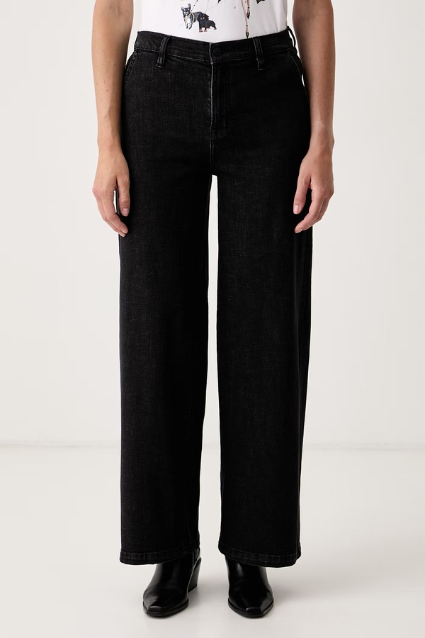 Джинсы wide leg женские DKNY цвет черный