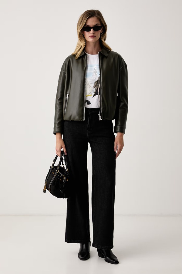 Джинсы wide leg женские DKNY цвет черный