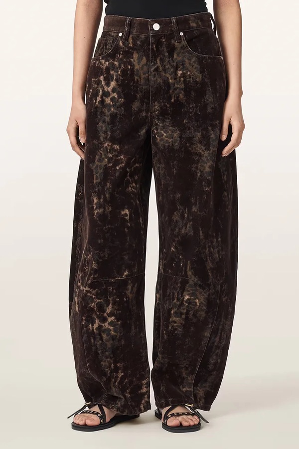 Джинси barrel жіночі AllSaints JETT FLOCK колір коричневий