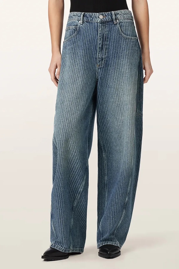 Джинси barrel жіночі AllSaints CARTER STRIPE JEAN колір блакитний