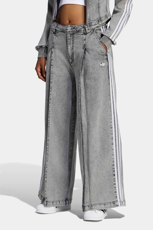 Джинси wide leg жіночі adidas Originals Denim Pleats колір сірий
