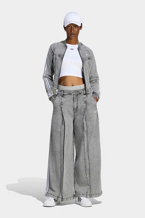 Джинси wide leg жіночі adidas Originals Denim Pleats колір сірий фото 3