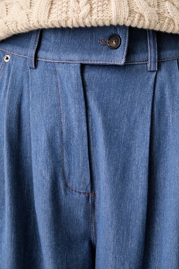 Штани жіночі з віскозою MM by Max Mara MMLGESTRO колір блакитний фото 4