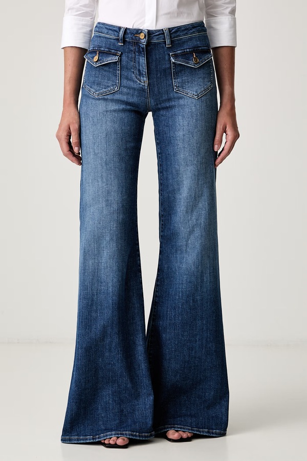 Джинсы wide leg женские Elisabetta Franchi цвет голубой