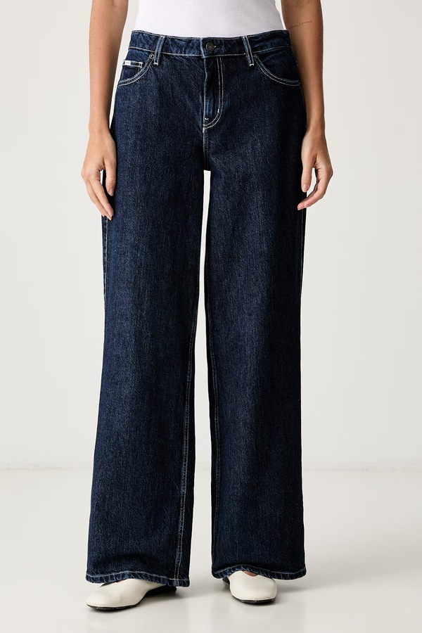 Джинси wide leg жіночі Guess Jeans колір темно-синій