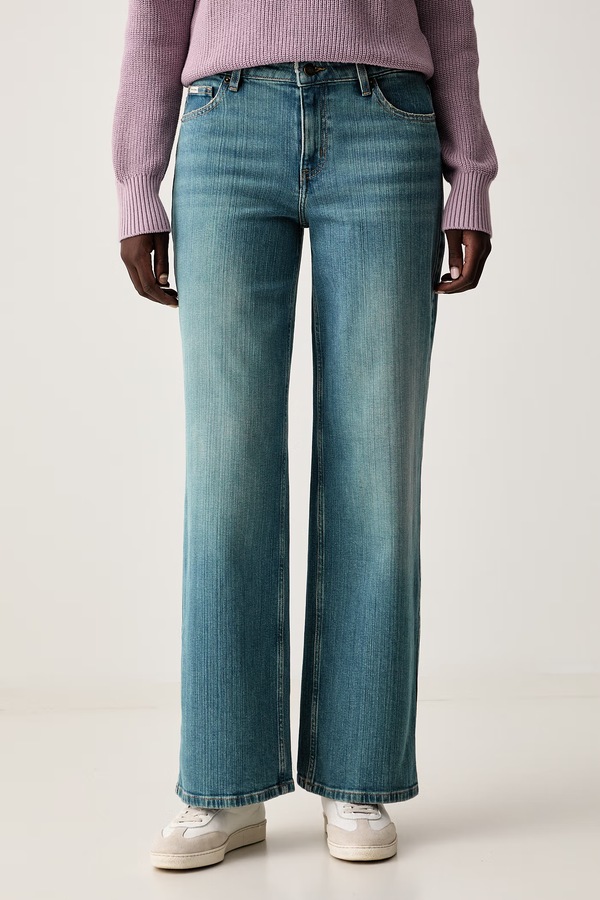 Джинси wide leg жіночі Guess Jeans колір блакитний
