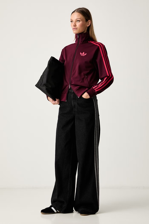 Джинси wide leg жіночі adidas Originals колір чорний