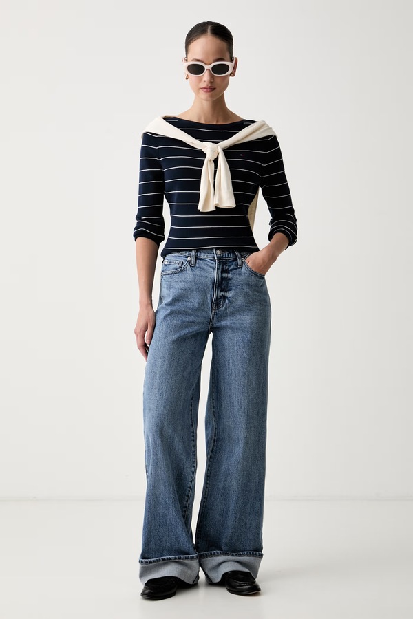Джинси wide leg жіночі DKNY колір блакитний
