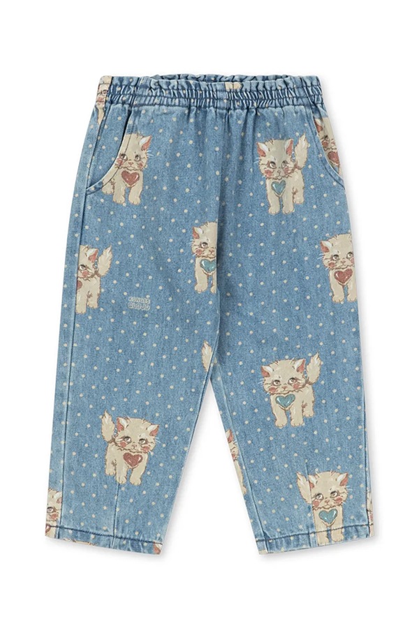 Джинси mom fit дитячі Konges Sløjd MAGOT FRILL PANTS GOTS колір блакитний