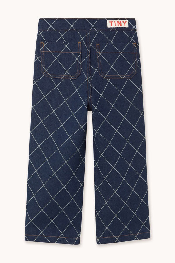Джинси straight дитячі Tinycottons DIAMOND PATTERN FRINGE DENIM PANT колір темно-синій фото 3