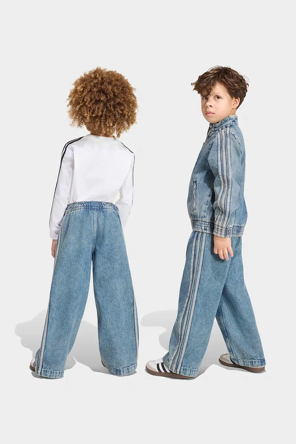 Джинси wide leg дитячі adidas Originals колір блакитний фото 2