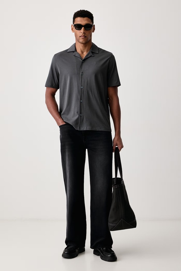 Джинсы wide leg мужские AllSaints LENNY цвет черный