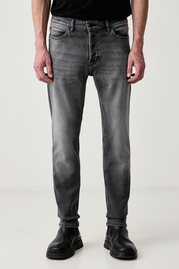Джинси tapered чоловічі HUGO колір сірий