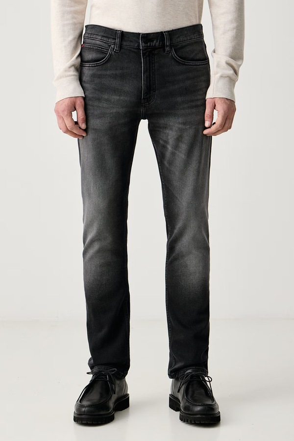 Джинси slim fit чоловічі HUGO колір чорний