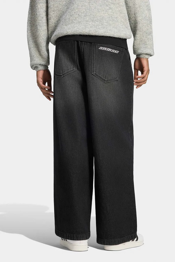 Джинси wide leg чоловічі adidas Originals колір чорний фото 2