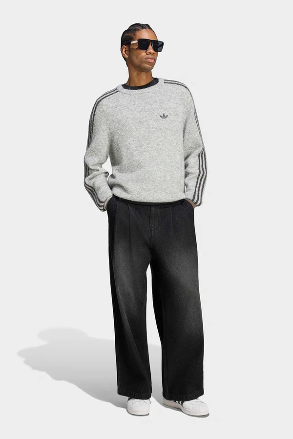 Джинси wide leg чоловічі adidas Originals колір чорний фото 3