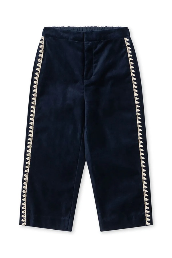 Штани straight дитячі бавовняні з еластаном Konges Sløjd ROCKY PANTS колір темно-синій