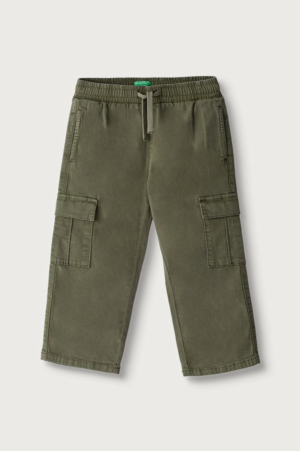 Штани cargo дитячі бавовняні з еластаном United Colors of Benetton колір бірюзовий