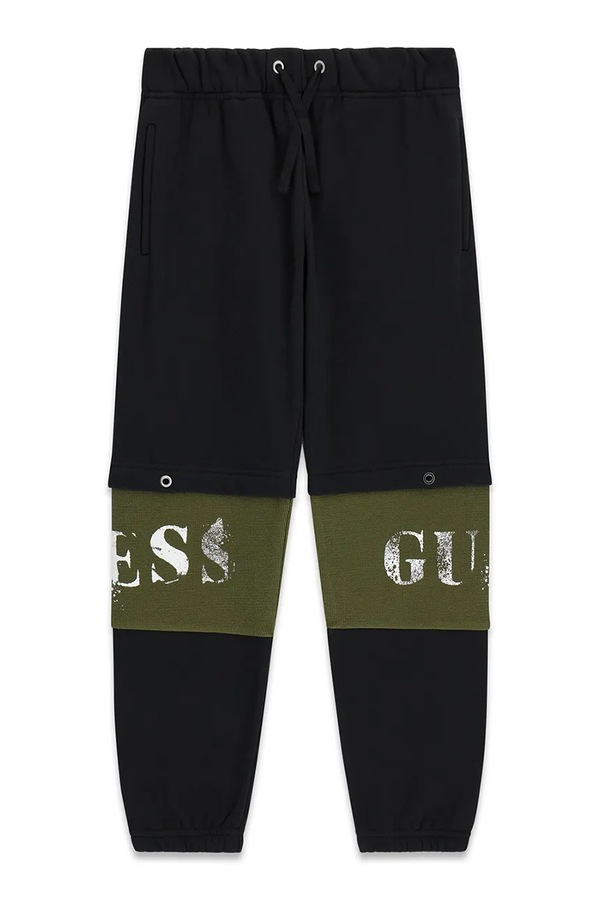 Спортивні штани дитячі бавовняні Guess колір чорний