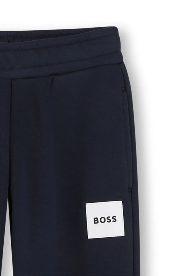 Спортивні штани дитячі з бавовною BOSS колір темно-синій фото 2