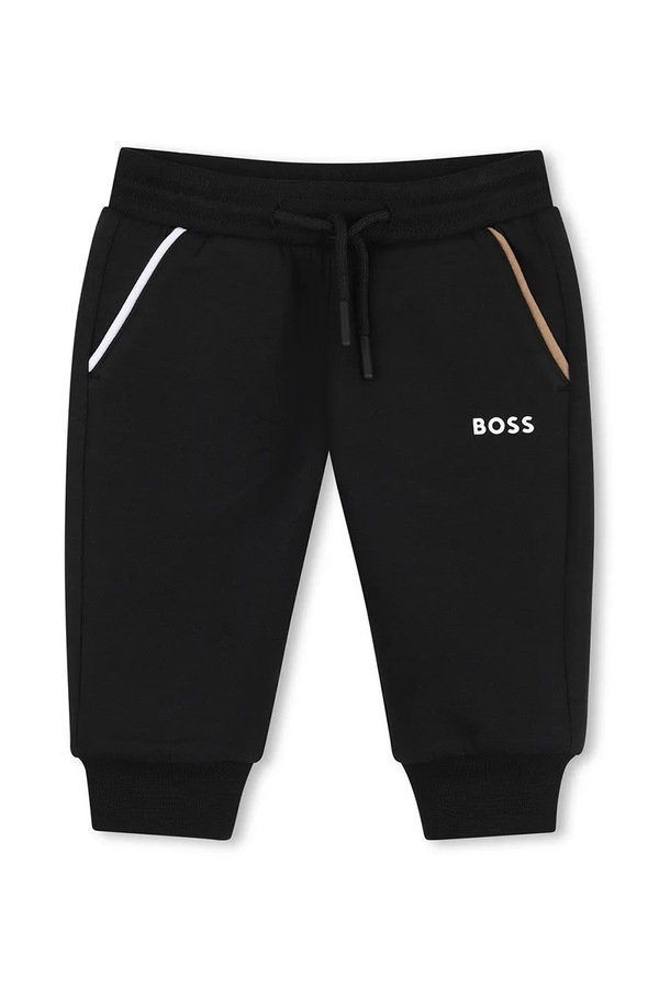 Спортивні штани дитячі з бавовною BOSS колір чорний