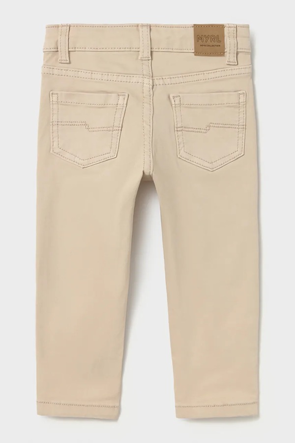 Брюки slim fit детские хлопковые с эластаном Mayoral цвет бежевый