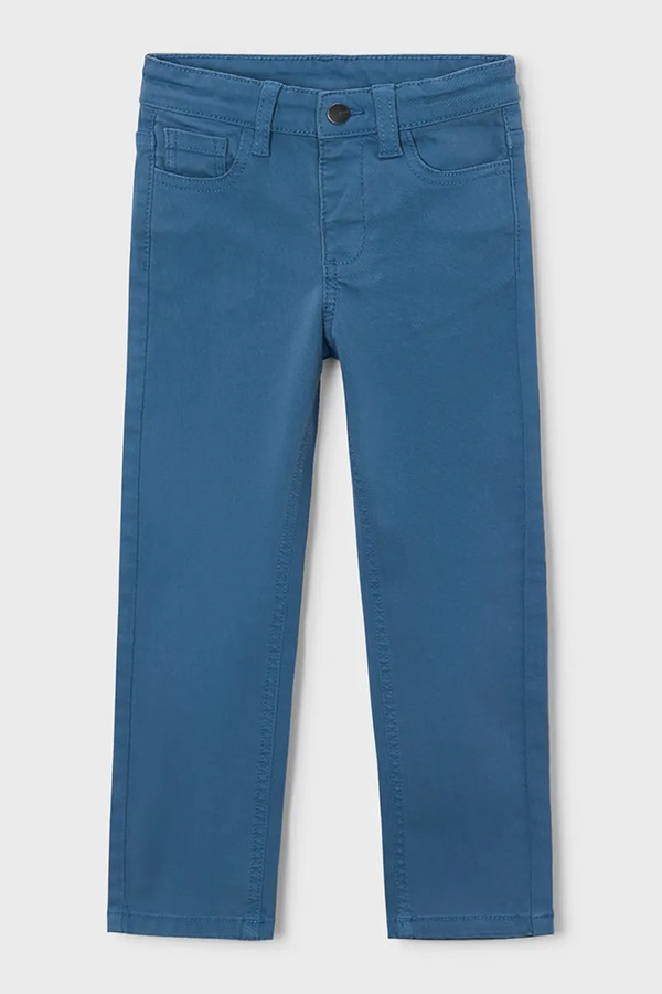 Брюки детские хлопковые с эластаном Mayoral slim fit basic цвет голубой